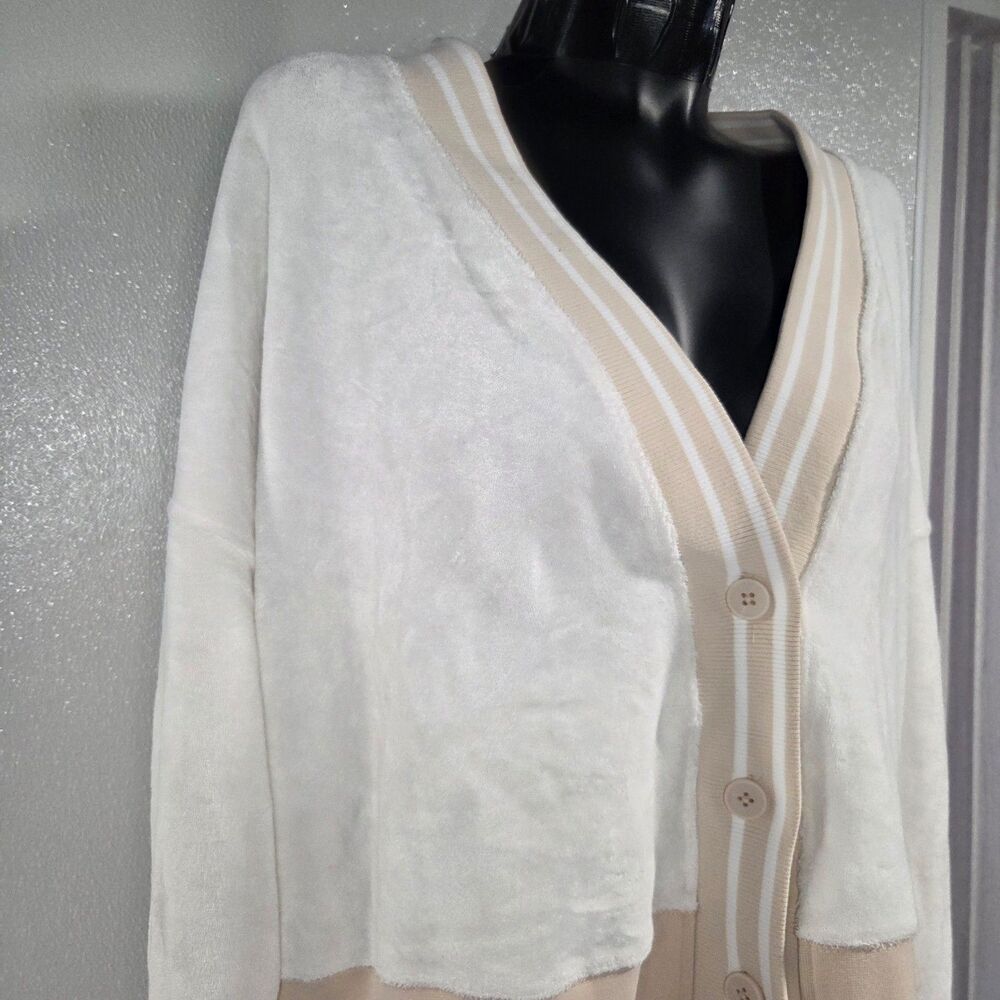 JoyLab True White Terrycloth Cardigan NWT XXL